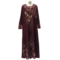 

Fashion Irani Floral Embroidery Winter Abaya Caftan Dress for Women
