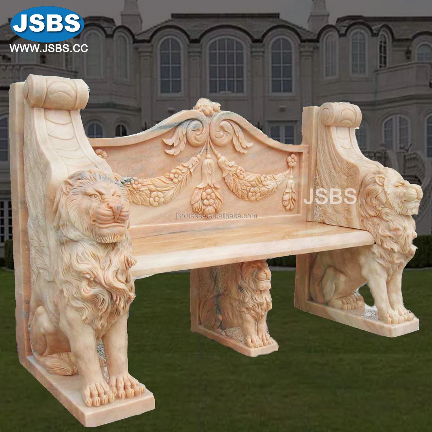 Outdoor Lion Head Carved Long Garden Bench Stone Buy Outdoor
