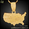 Wholesale map necklace jewelry 18K gold plated USA country shaped necklace
