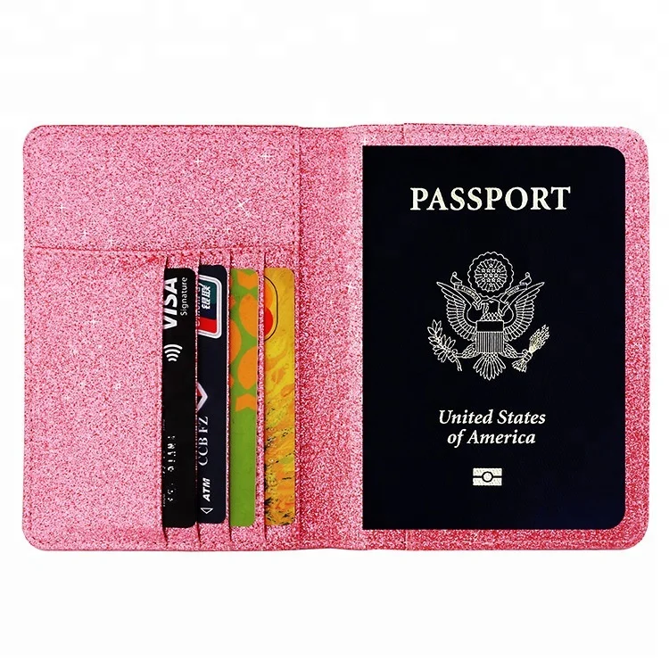 

Personalised Glitter PU Leather Passport Cover Luxury Travel Wallet Passport Holder, Pink, blue, rose gold, purple, or customized