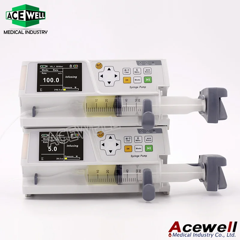 Acewell Medical Electric Stackable Dual Channel Syringe Pump/Animal Syringe Pump