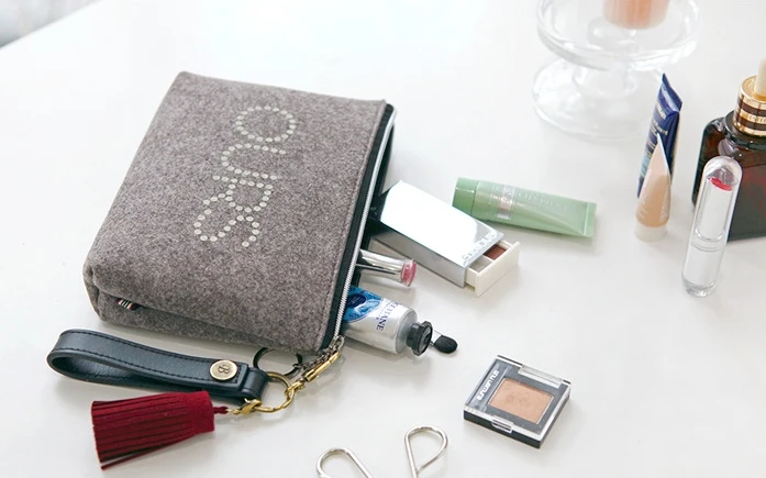 multi-functional felt makeup bag custom logo promotional handbag cosmetic storage bag