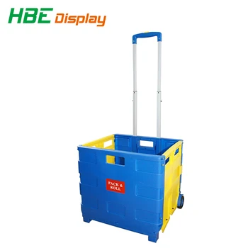 Wholesale Portable Plastic Small Rolling Folding Shopping Cart