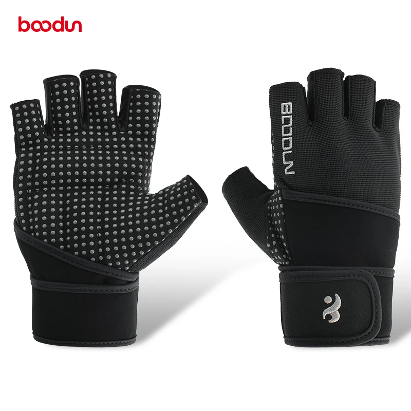 

BOODUN Fitness Gloves Wrist guard Non-slip Weightlifting Equipment Men and Women Sports Gloves Half Finger Gloves, Gray, purple, red