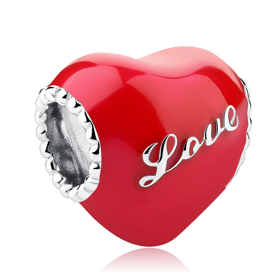 

Wholesale Customized 925 Sterling Silver Charms Red Love Heart Charm Bead for Fashion Women Bracelet Making