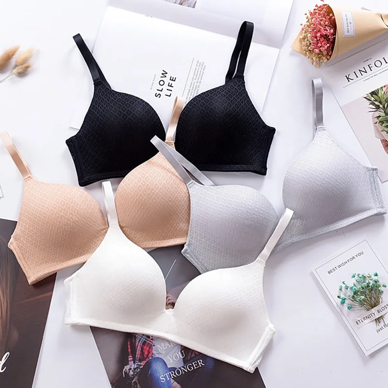 fashion women seamless lace bras padded laser cut bra one-piece wirefree thin bra comfortable lace bra