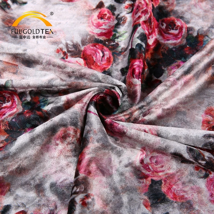 
High quality polyester spandex digital print diamond microfiber stretch velvet fabric 