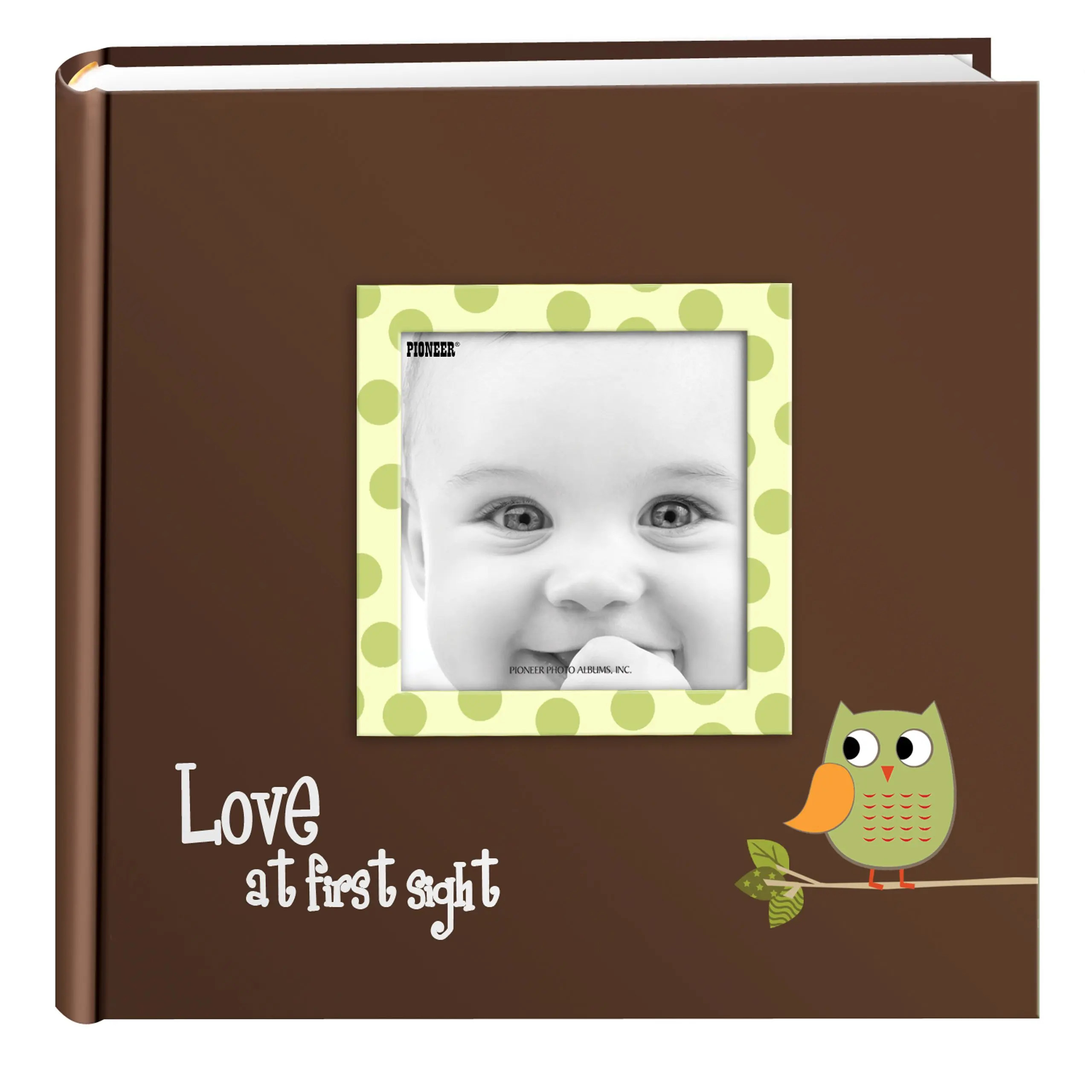Pioneer Photo Albums EV-246FB/OG 200-Pocket Baby Owl Printed Designer Frame Cover Photo Album, Green