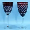 hand carved Grating Bohemia Crystals Wine Glass Ruby Red