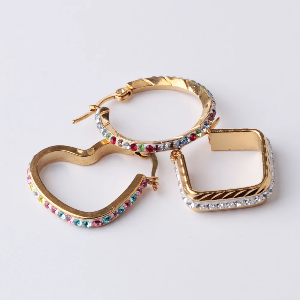 

Round angle heart multi-surface circular stainless steel korea style ladies earing, Gold,rose gold,etc