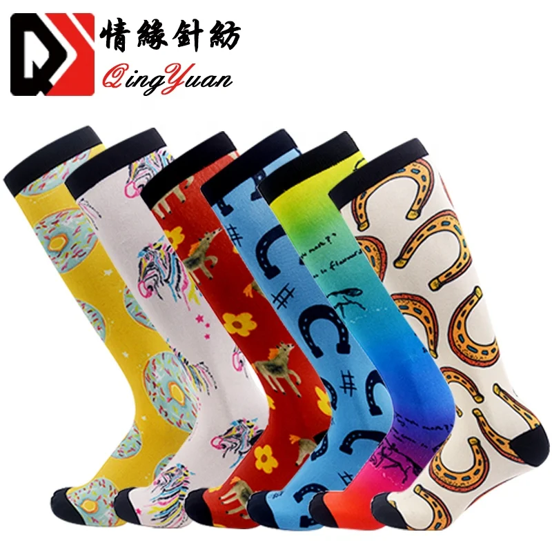 

Custom Knee High fashion 3D printing 360 women men tube cartoon equestrian socks, All