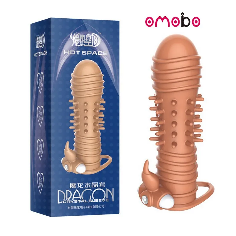 
Vibrating penis sleeve cock ring condom 