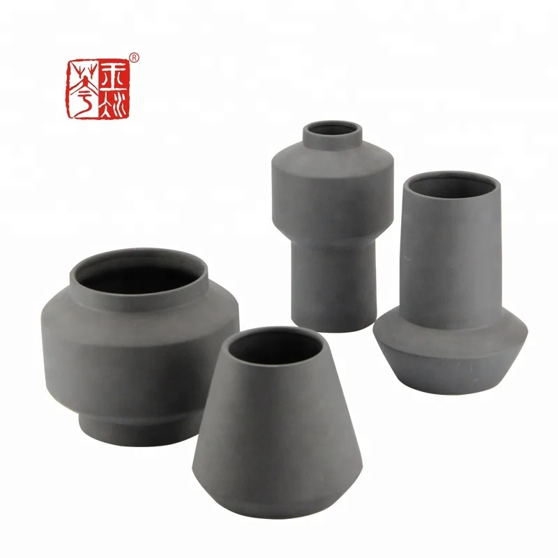 

High Quality Wholesale Unglazed Matt Decorative Ceramic Flower Vase, Black