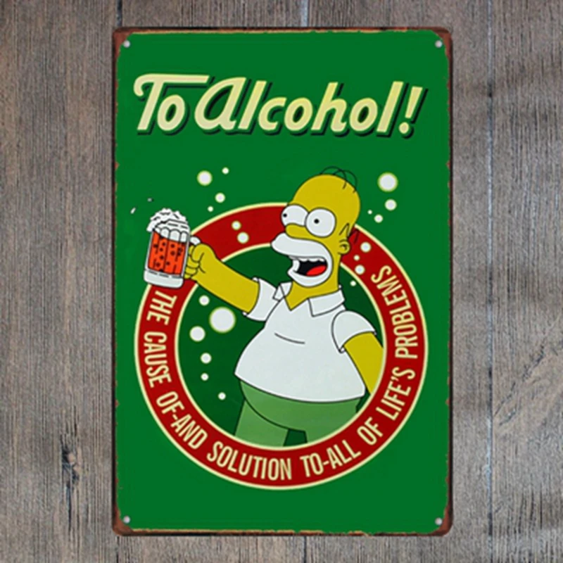 Metal Tin Sign The Simpsons to alcohol Decor Bar Pub Home Vintage Retro Poster