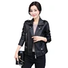 2017 New Autumn Fashion Street Women's Short Washed PU Leather Jacket Black Zipper New Ladies Basic Jackets Rivets Good Quality