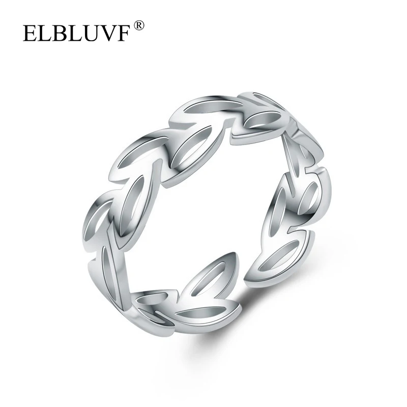 

ELBLUVF Free Shipping Women Jewelry 925 Sterling Silver Opening Branch Leaf Shaped Flexible Ring