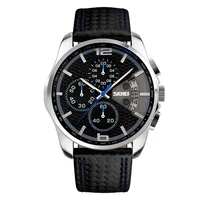 

SKMEI 9106 Leather Strap Analog Quartz Men's Watch Top Luxury Brand Complete Calendar Watch
