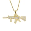 Hip Hop Men's Gun Shape Pendant Necklace Fashion Jewelry with 3mm 24inch rope chain N884B