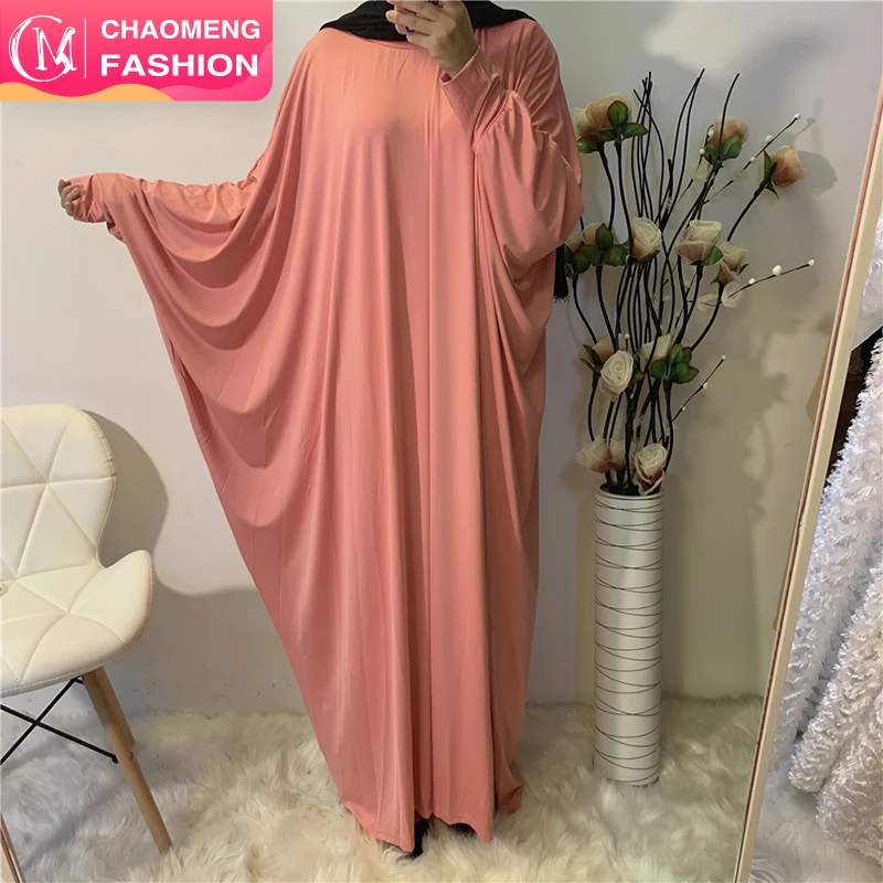 6210# Newest Milk Silk Muslim Dress Fashion Solid Color Prayer Dress Turkish Islamic Clothing Dubai Abaya