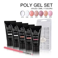 

Acrylic Poly gel Kit 7 colors 30ml Hard Polygel Kit Soak Off Quick Nail Extension Brush Tips Set