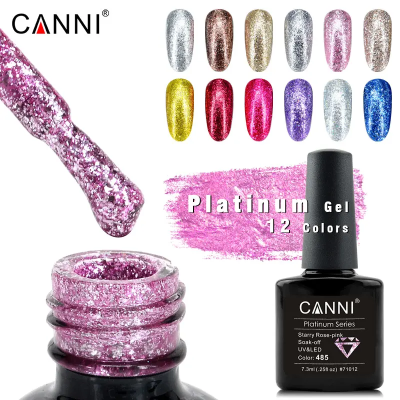 

CANNI 7.3ML Platinum Gel nail polish Shiny Effect Nail Gel Perfect Soak off UV LED nail art color foil Gel Polish