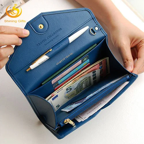 

Wholesale Leather Multifunction Travel Wallet rfid Blocking Wallet Case for women, Blue, red, green, brwon or customized color