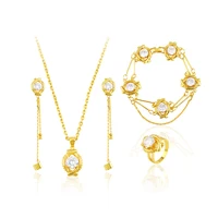 

xuping jewelry Luxury zircon women suits jewelry set, gold 24k jewelry