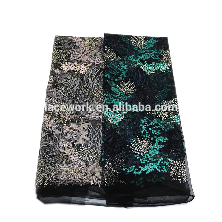 3 color fashion new design luxury 3D embroidery flower knit full lace fabric for party dresses