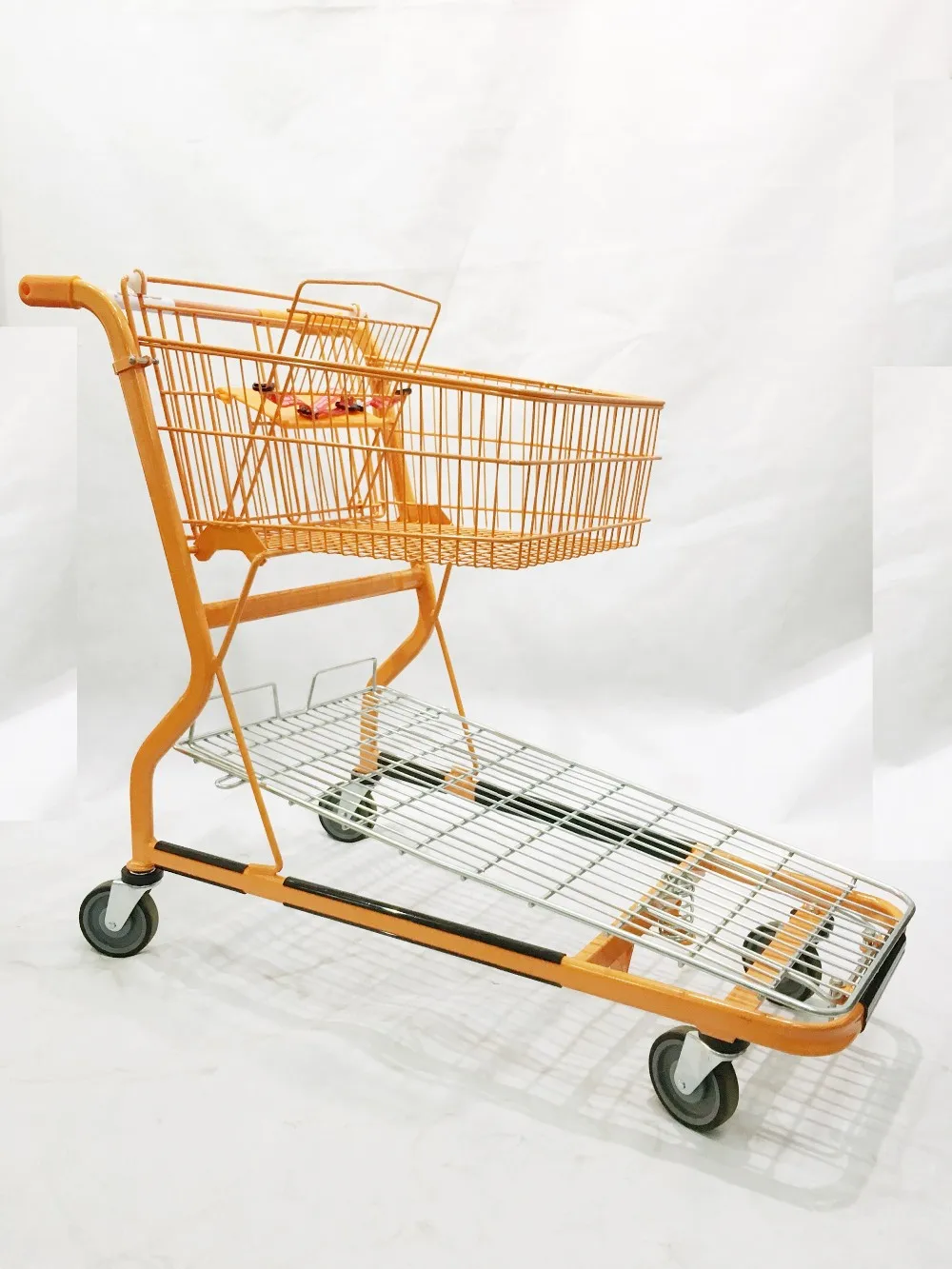 Double Layer Metallic Supermarket Two Basket Shopping Trolley Buy