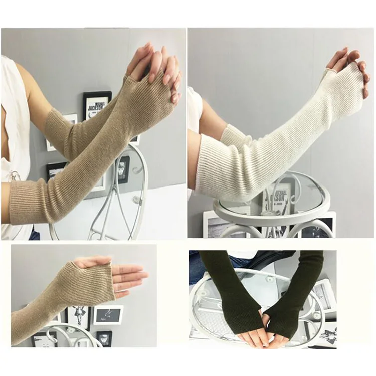 Long Design Arm Sleeve Cashmere Semifinger Female Autumn And Winter