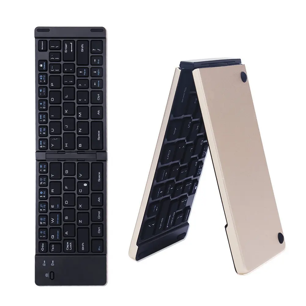 Folding ultra thin portable aluminum alloy wireless bluetooth keyboard for IOS/Android/Windows