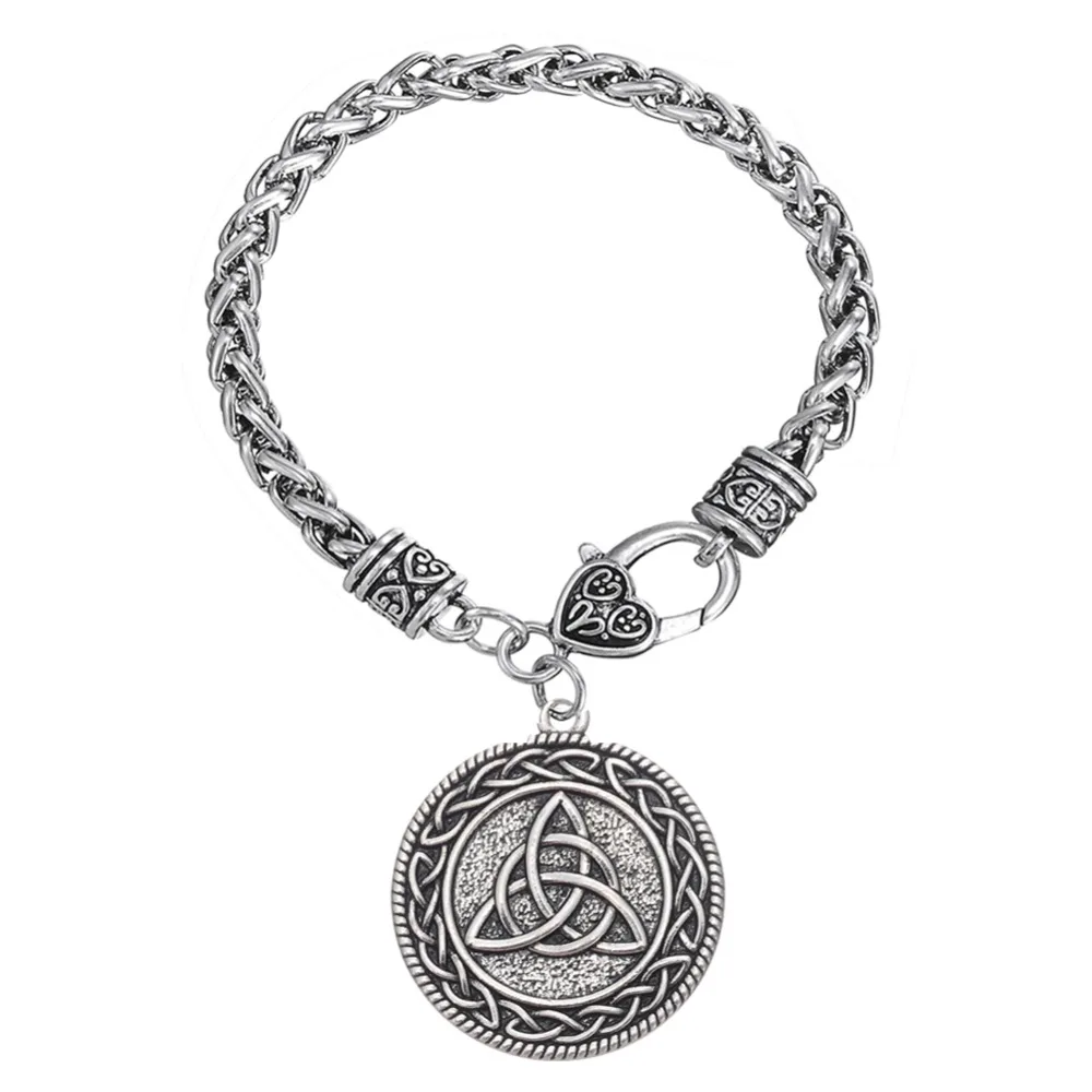 

punk rock celtic knot triquetra pendant wiccan jewelry link chian bracelet, Silver