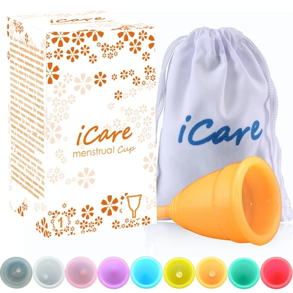 

GIMC01 iCare Hot Sales Medical Silicone Lady Menstrual Cups Foldable Reusable Sanitary Cup, Pink, purple, white, clear, blue, green, orange, red...