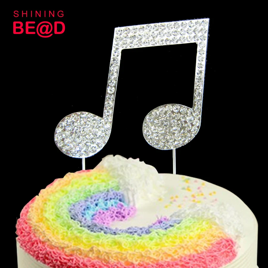 Fashion Music Notes Rhinestone Cake Topper For Happy Birthday