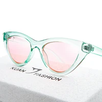 

KUAN FASHION Brand Manufacturers 2019 Custom Designer Trendy UV Mirror Sunglasses Fashionable Cat Eye Sun Glasses For Men Women