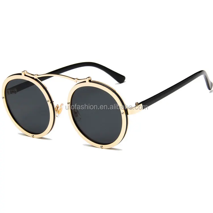 

YTSDL85366 2018 Fashion retro round metal sunglasses black