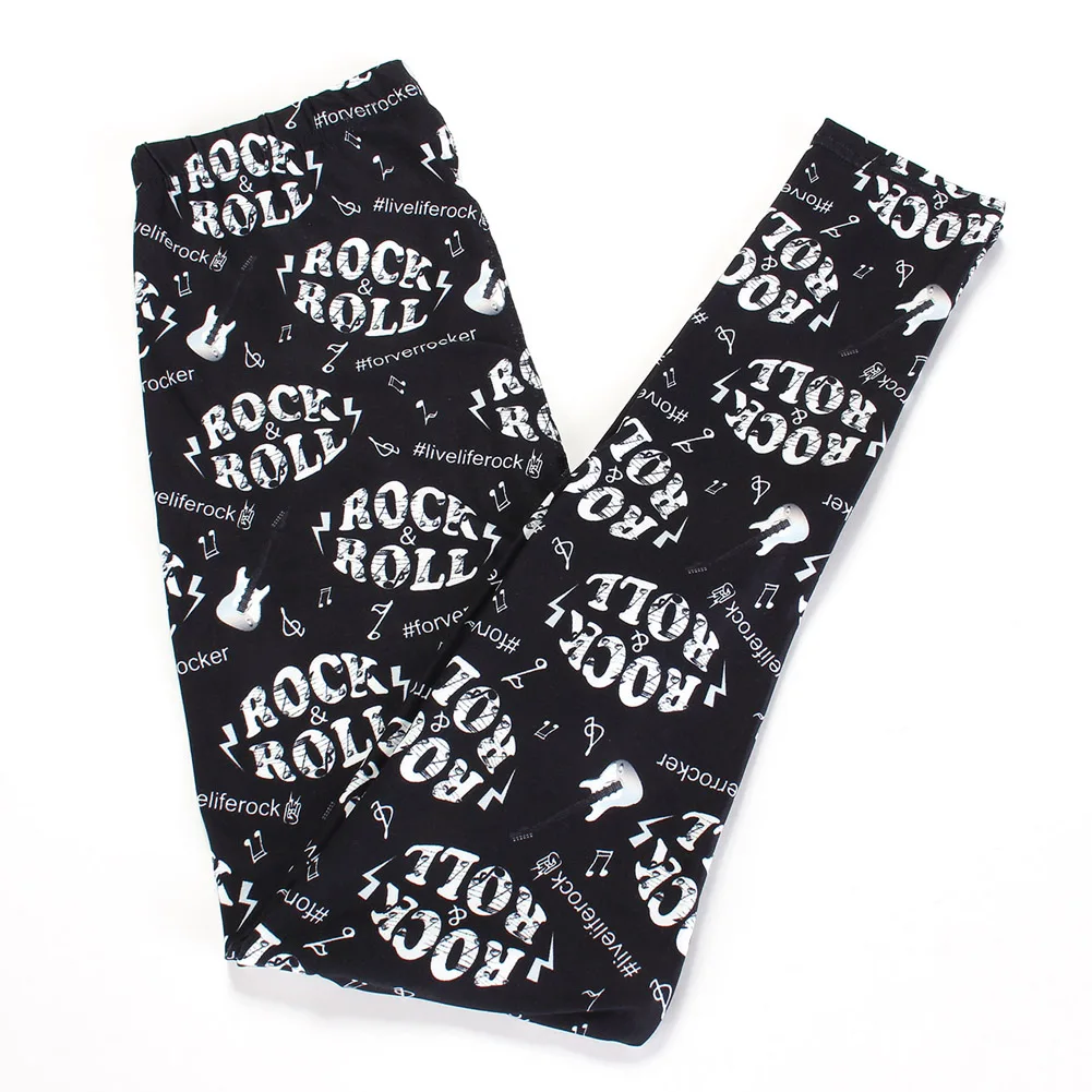 

Comfortable Black Brushed Middle Waist Tights Alphabet Wholesale Custom Printed Leggings, Mix color