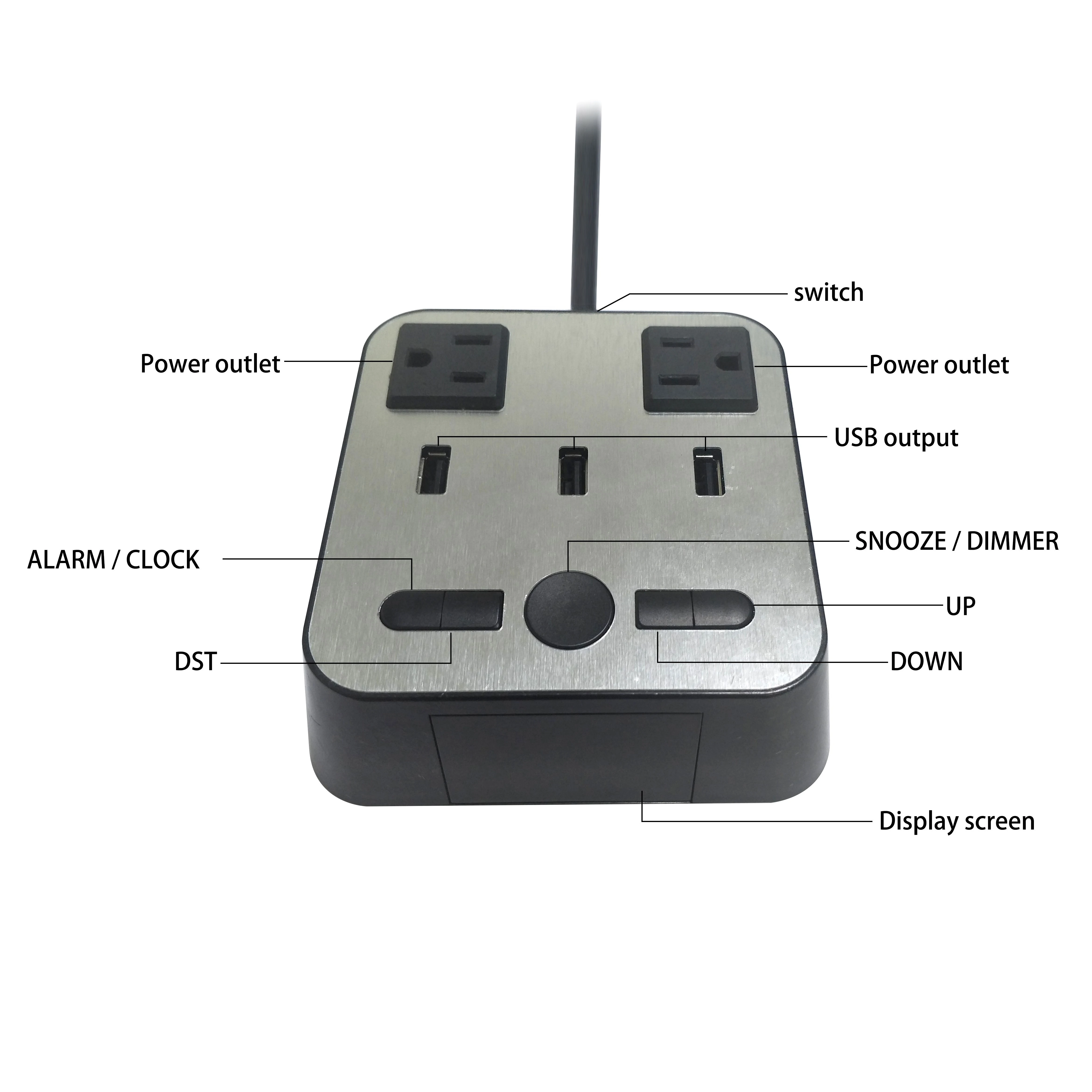 
DS6 new snooze USB ports alarm clock digital 