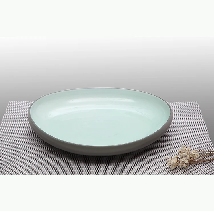 P&T Royal Ware Porcelain oval plates green dinner plate with saucer