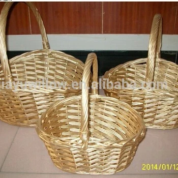 Golden Color Basket Decoration For Christmas Wicker Gift Basket
