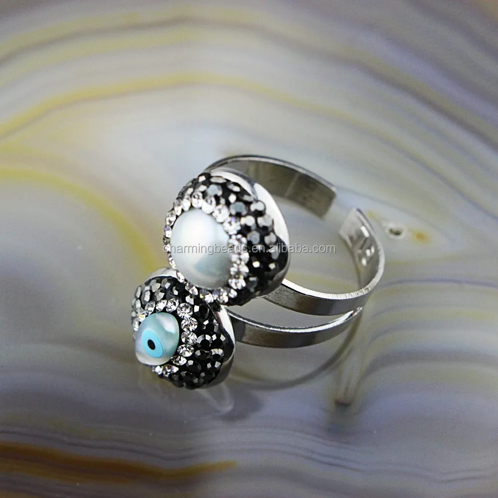 CH-JCR0123 metal pave setting freshwater pearl jewelry ring,wholesale pearl ring design,fashion adjustable ring,