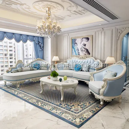 OE-FASHION European Sofa Set 7 Seater Living Room Solid Wood Furniture ...