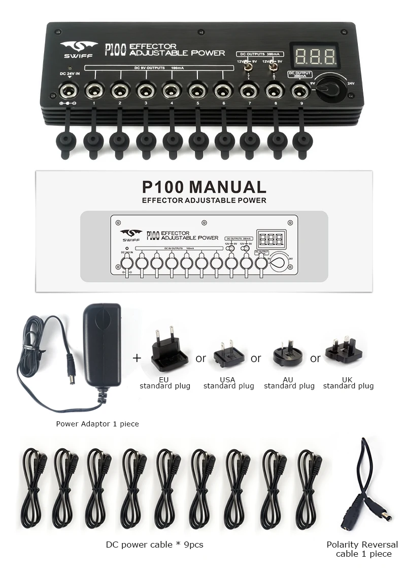 Adjustable Voltage 9v24v Power Supply For Guitar Effector Pedal Power