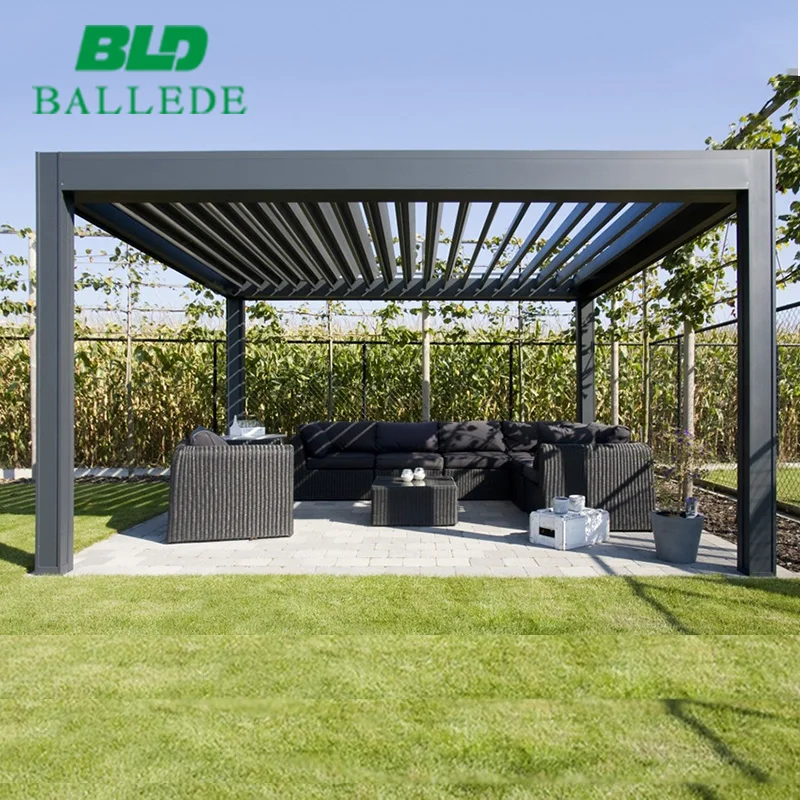 

3x3 4x4 PVDF coated waterproof louver roof system motorised aluminum pergola gazebos outdoor, Refer to ral colors swatch or customized colors available