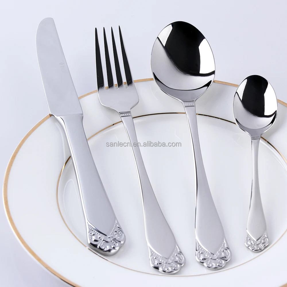 

LEKOCH Flatware Sets of 4pcs Stainless Steel Dinnerware Cutlery Dinner Fork Spoon Knife Silver Rose Tableware Set LF - 4011