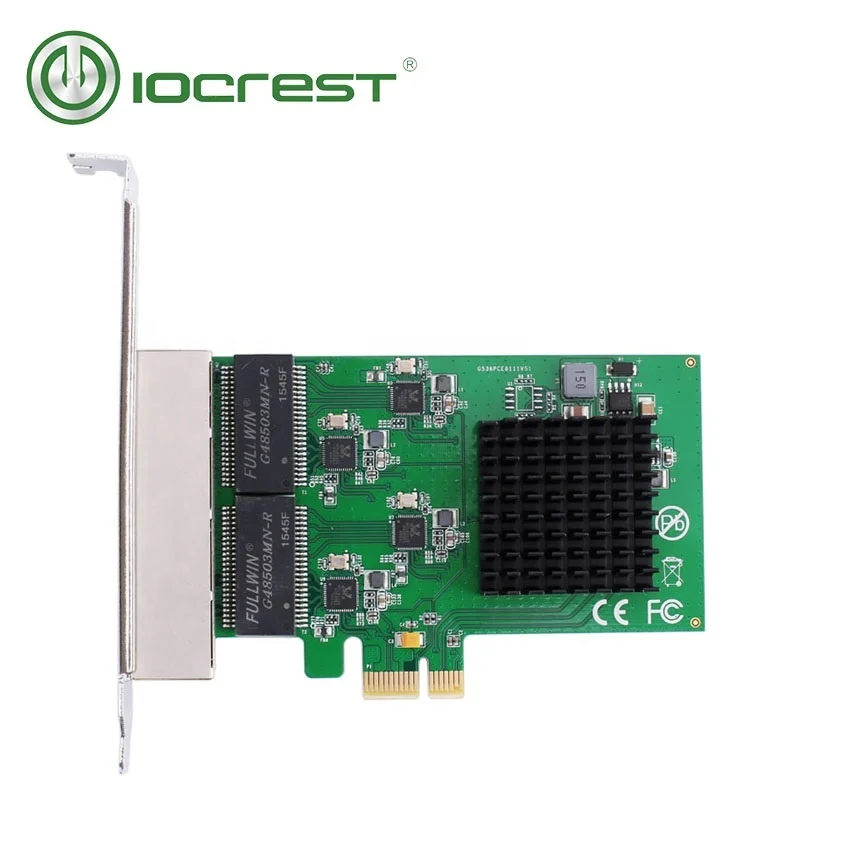 

IOCREST 4 Ports Gigabit Ethernet PCI-e X1 Network Interface Card, Green