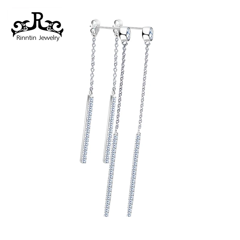 

Rinntin Elegant Silver Color Stick Bar Drop Earrings Paved with AAA Austrian Cubic Zirconia for Wedding Party Jewelry RIE136, N/a