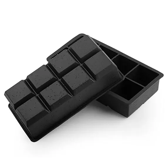 

Silicone Ice Cube Tray - Large 2 inch Square Silicone Ice Cube Mould for Whiskey Cocktails, Pack of 2 (Black)
