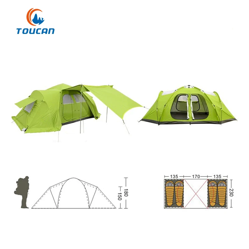

Hot Sell Automatic Family Nylon Outdoor Tent, Ovil green