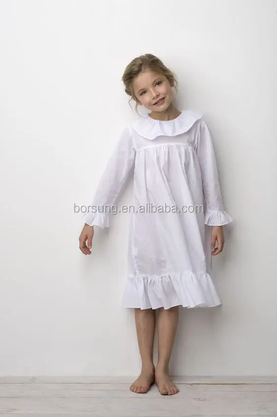 Latest Frock Design Long Sleeve Ruffle Plain White Baby Clothes Fashion ...